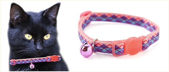 猫の首輪 【アミコ】 アーガイル猫カラー ピンクパープル
