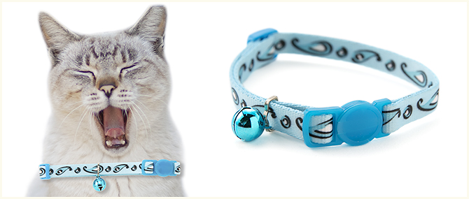猫の首輪 【アミコ】 ペイズリー猫カラー ライトブルー